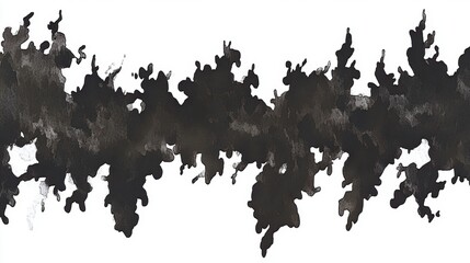 Abstract Black And White Chaotic Border Pattern With Unique Design On Isolated Backdrop