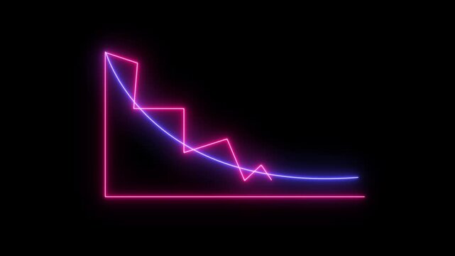 Isolated down business graph icon animation on background.4k