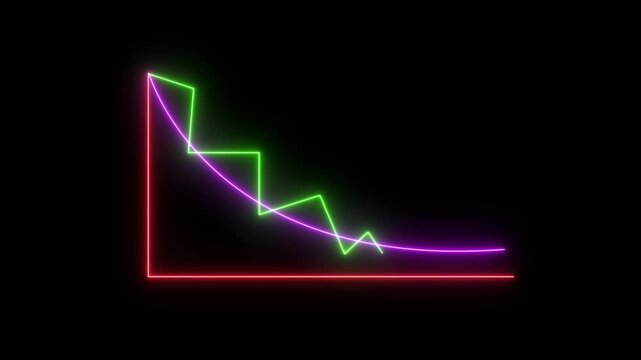 Isolated down business graph icon animation on background.4k