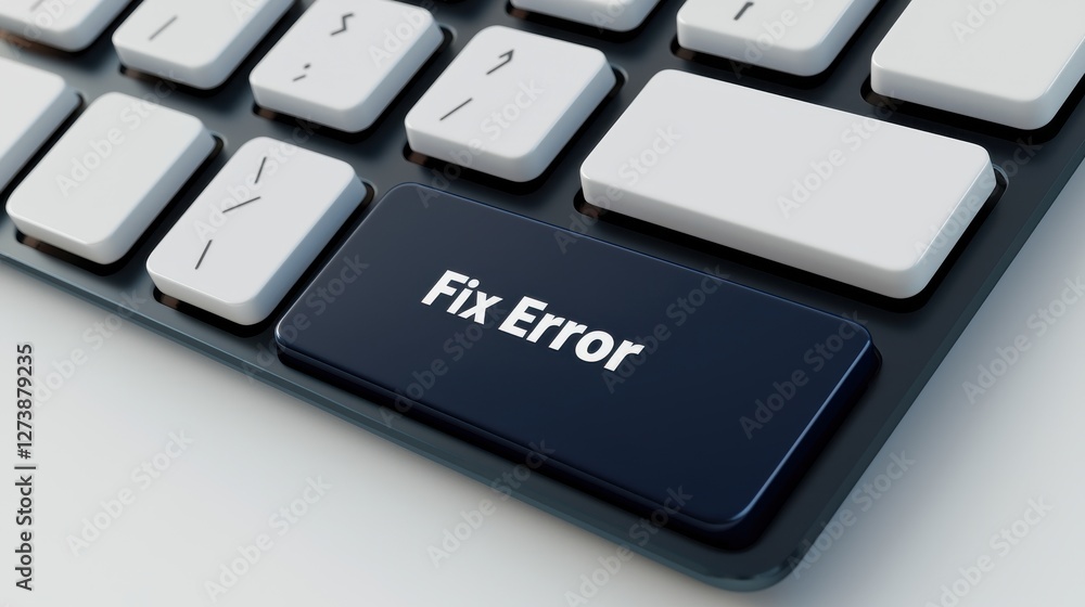 Fototapete close-up of a computer keyboard key with fix error label