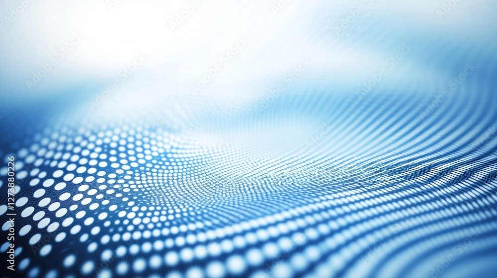 Poster abstract blue wave pattern with dots, creating a digital, fluid appearance.