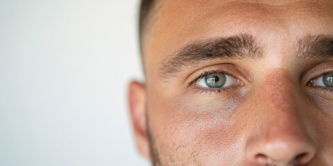 Obraz premium Close-up of Man's Face Showing Eyes and Nose