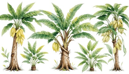 Fototapeta premium Tropical banana plant stages a botanical illustration