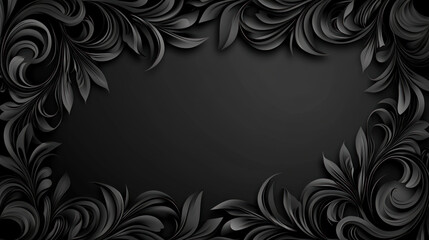 Elegant black floral design with intricate leaves and swirls