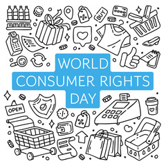 World Consumer Rights Day doodle illustration
