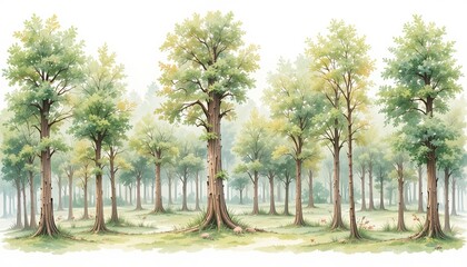 Obraz premium Exploring tranquil forest landscape nature illustration serene environment aerial view gigapixel cgi