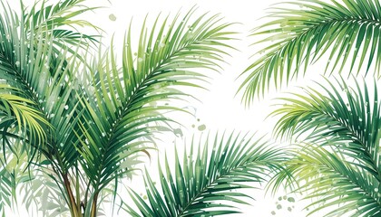 Obraz premium Lush tropical palm fronds nature illustration bright background close-up vibrant design