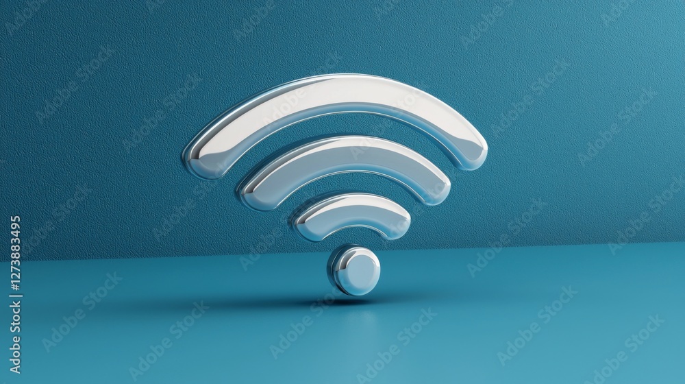 Poster digital connectivity symbol displayed on a blue background representing modern technology and commun
