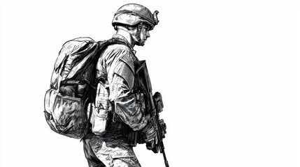 Obraz premium Determined Soldier on Duty
