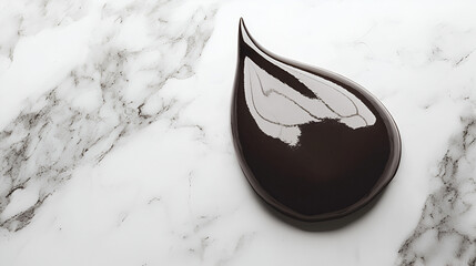 Abstract teardrop shape on white marble creates modern visual interest, depth, and visual contrast.