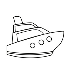 Hand drawn outline cruise ship isolated on white background