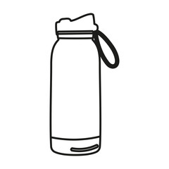 Hand drawn outline water bottle isolated on white background