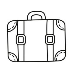 Isolated on white background outline suitcases travel hand drawn. Travel bag outline