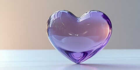 Heart-shaped purple glass decoration on a simple surface with soft lighting and a calming ambiance