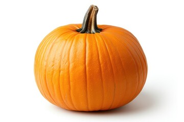 Bright Orange Round Pumpkin Isolated on White Background for Autumn and Halloween Themes