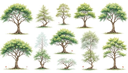 Obraz premium Diverse tree species natural environment digital art lush landscape aerial view gigapixel cgi