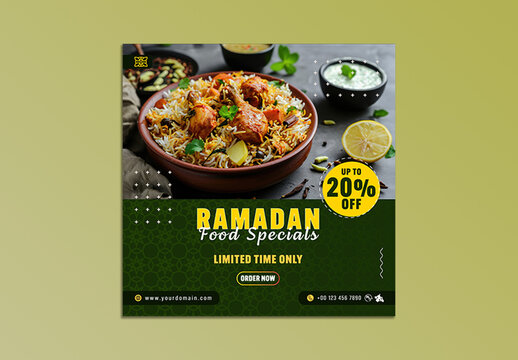 Editable Ramadan Food Sale Social Media Post for Advertising.
