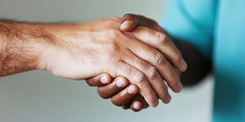 Fototapeta premium Close-up of Two Hands Clasped Together