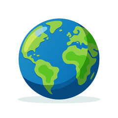 Earth icon. Planet Earth with continents and oceans, isolated on white background. Globe symbol. Vector illustration