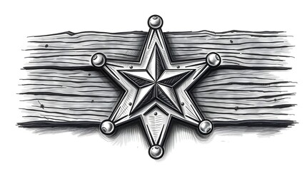 Detailed Texas Sheriff’s Star Badge , Western Symbol