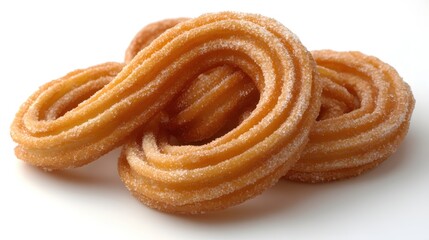 Fototapeta premium Delicious churros coated in sugar on a white surface creating a sweet and tempting treat