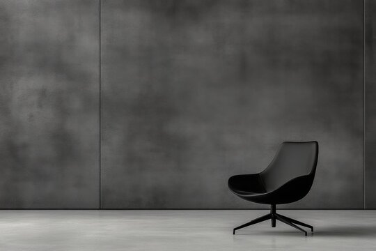 Minimalist black chair in modern gray room