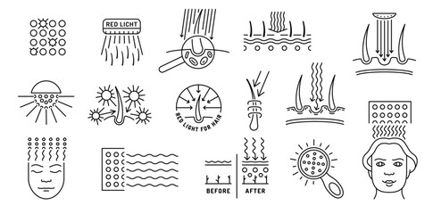 Red light therapy icon. Photobiomodulation sign in outline style.