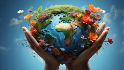Digital art with planet earth