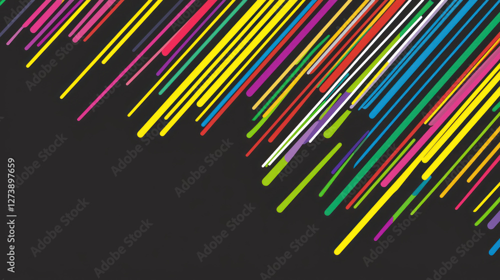 Poster colorful abstract lines create vibrant pattern on dark background