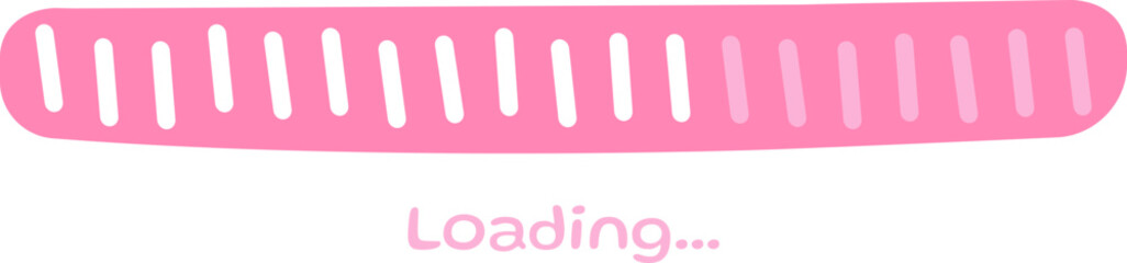 Charming pink loading bar graphic perfect for websites, apps, presentations, and social media posts needing a cute, playful touch.  Illustrative style conveys progress and anticipation.