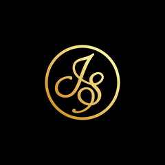 Initial Letter JS Golden Logo design vector icon template