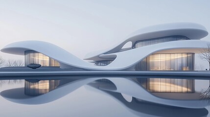Fototapeta premium Dynamic architectural design showcase modern museum urban setting contemporary style aerial perspective innovation