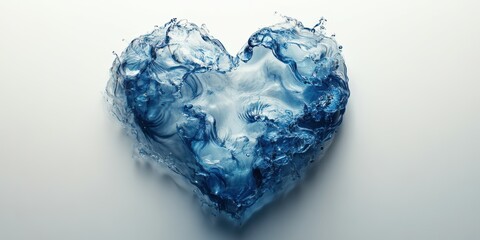 Fototapeta premium Heart shape created from flowing blue water against a neutral backdrop emphasizing fluidity and emotion in art