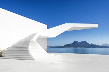 Modern architectural design with ocean view minimalist aesthetic