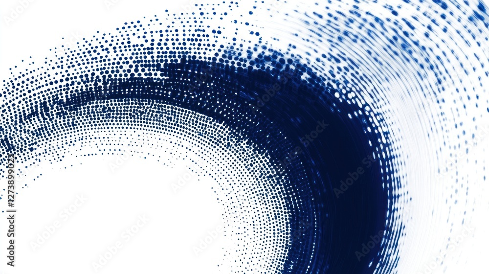 Aufkleber abstract design featuring a dynamic swirl of dots in varying shades of blue.