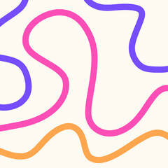 Abstract background of cute colorful random wavy line hand scribbles