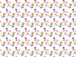 white background with flower seamless pattern for fabric, wallpaper