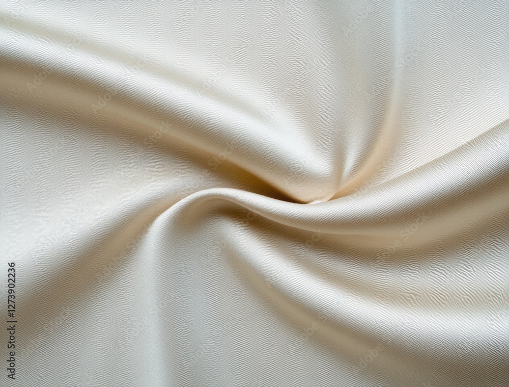 Poster creamy beige fabric with subtle iridescent sheen, swirling in soft folds. texture is smooth with a f