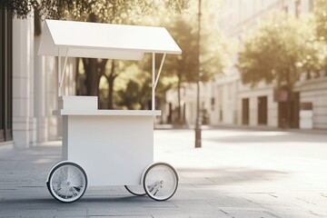 white street vending cart for mockup