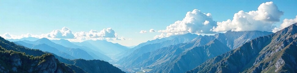 Obraz premium Clouds drifting lazily across a serene mountain landscape, sky, nature