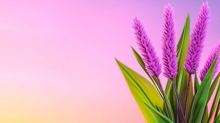 Fototapeta premium Vibrant Purple Floral Arrangements Against a Soft Pastel Background