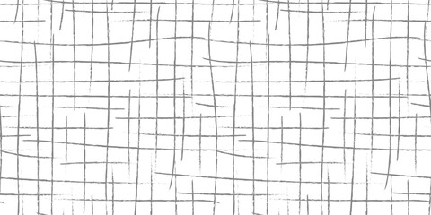 Intersecting lines minimalist background. Geometric monochrome criss cross seamless pattern. Black strokes of charcoal. Abstract grunge vector textured.