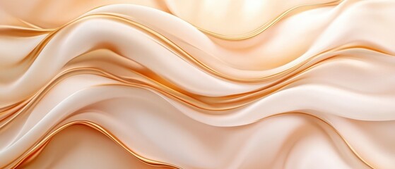 Abstract golden waves over a pastel pink silk surface, fluid and graceful