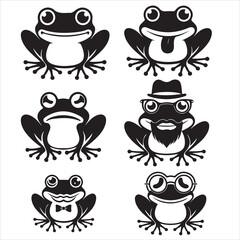 SET VECTOR VARIOUS FROG SIOLHOUETTES