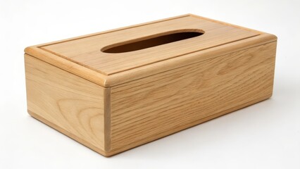 Wooden Tissue Box on White Background