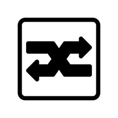 Obraz premium Black and White Shuffle Icon Symbolizing Random or Mixed Selection