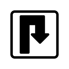Right Turn Arrow Symbol in Square Frame for Wayfinding