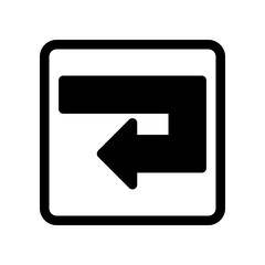 Black and White Left Turn Sign for Directional Guidance