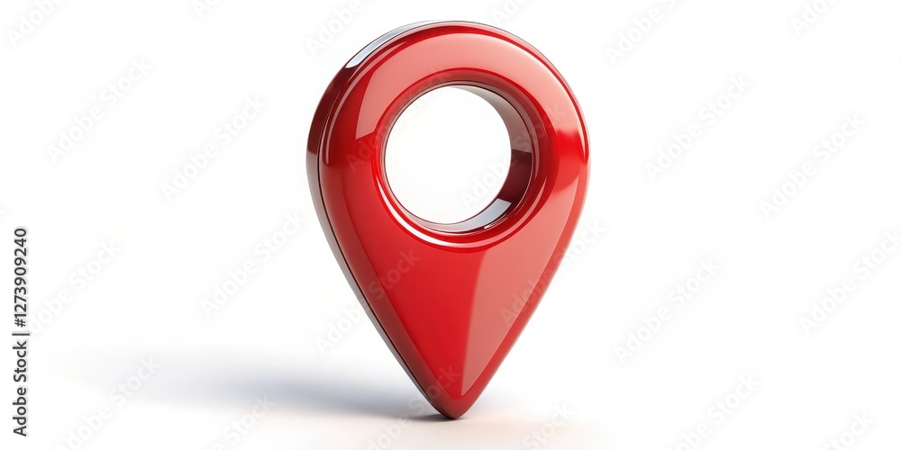 Poster red map pointer icon on white background