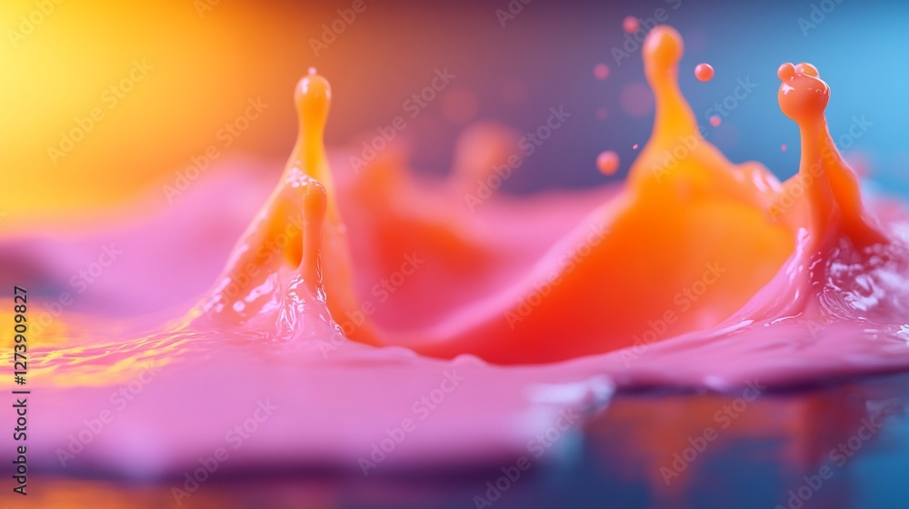 Aufkleber abstract liquid collision with vibrant color gradients and dynamic peaks